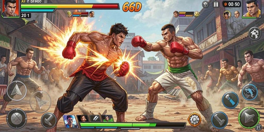 Tampilan aksi mendebarkan dari 66D dalam gameplay Fighting.