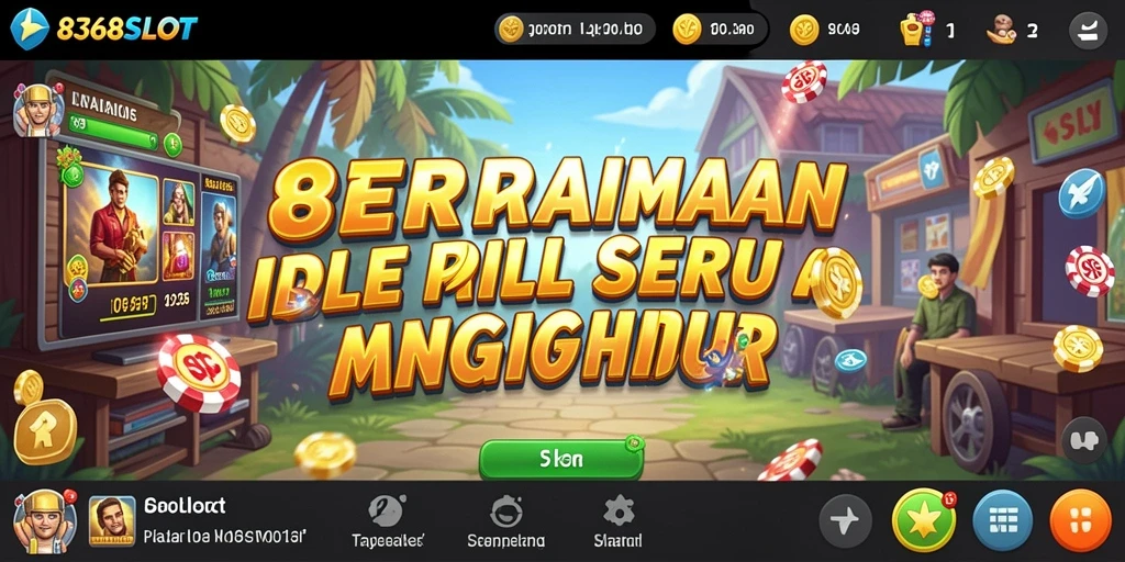 Tampilan gameplay Idle dari 8368SLOT dengan mesin slot berputar.