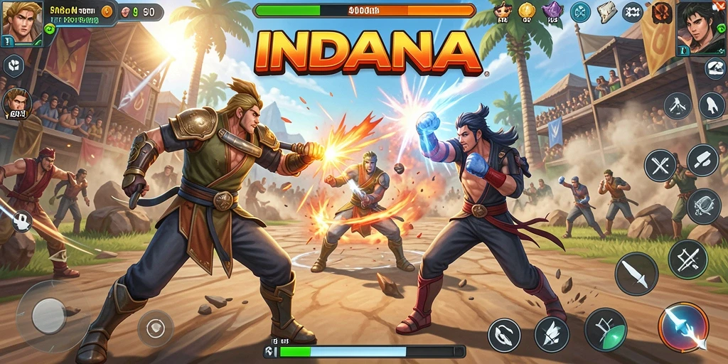 Tampilan pertarungan epic dalam game Fighting INDAAA.