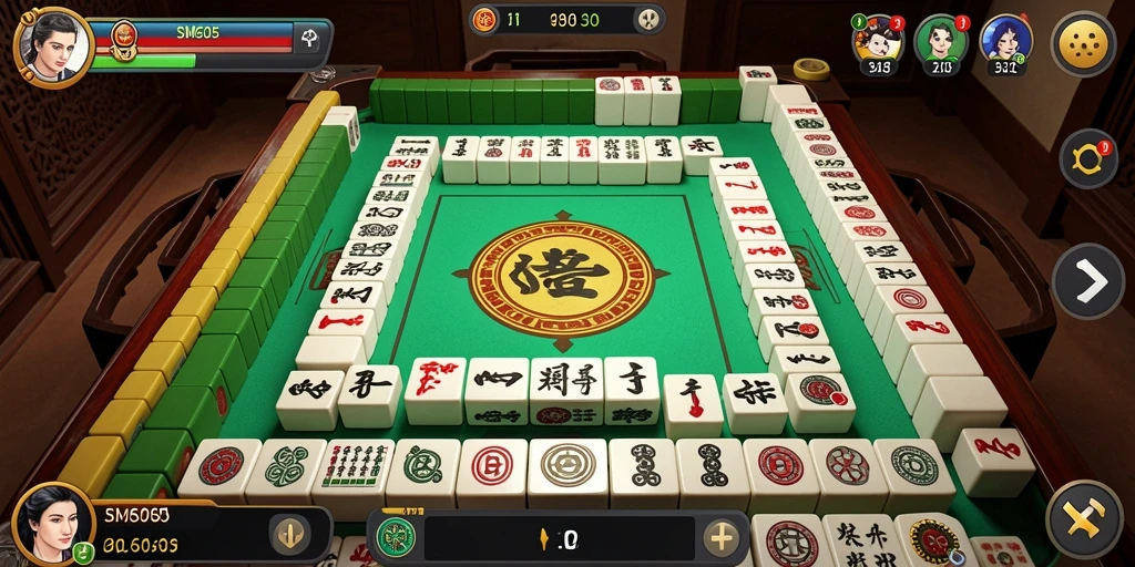 Tampilan menarik dari gameplay Mahjong SM605 yang memikat.