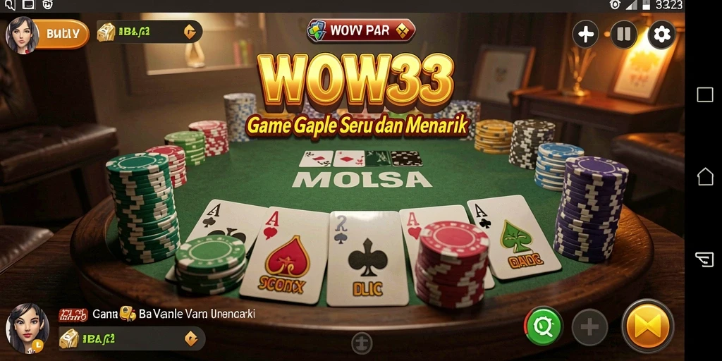 Tampilan gameplay menarik dari WOW33 yang menampilkan keseruan bermain Gaple.