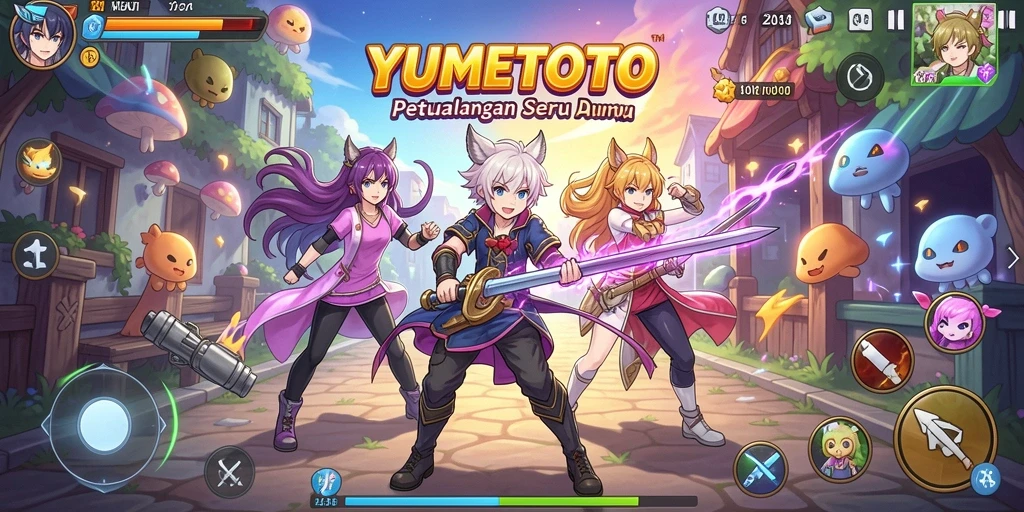 Tampilan menarik dari gameplay YUMETOTO dengan karakter anime.