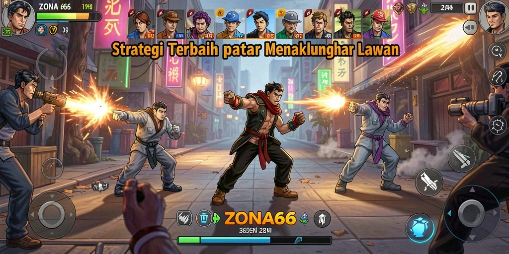 Screenshot ZONA66 menampilkan pertempuran mendebarkan dengan strategi yang kompleks.